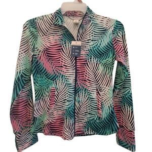 Tommy Bahama Women's Multicolor Palm Print Top Size Small NEW Sun Shirt
